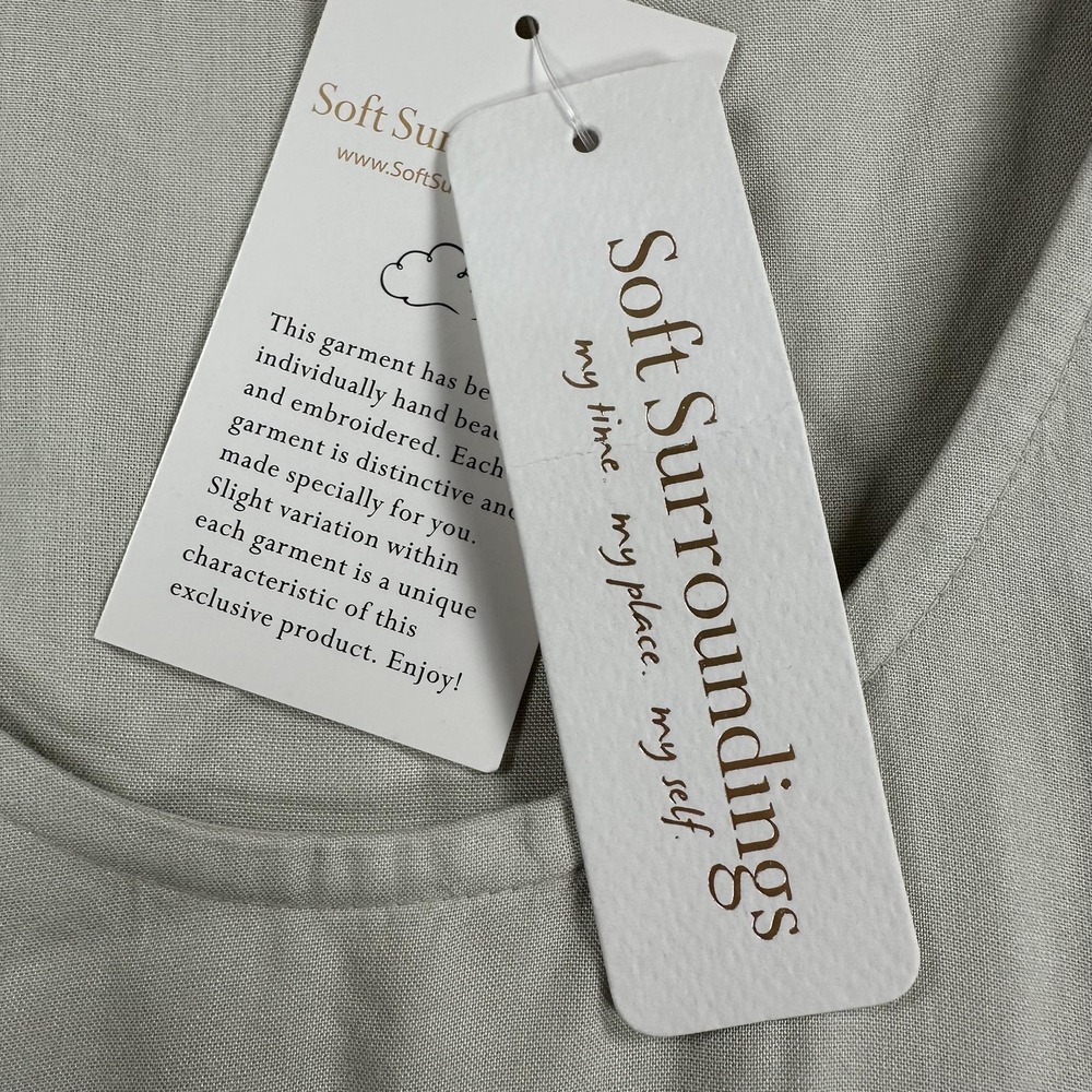 Soft Surroundings Emmaline Tank Top Womens XL Sea Mist Beaded Tunic - Picture 3 of 14